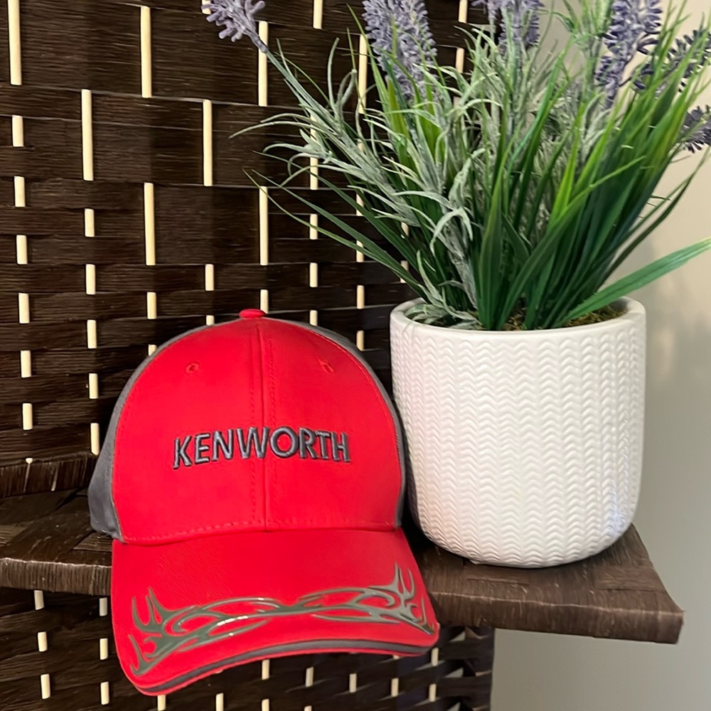 Kenworth Trucker Hat Licensed Product SnapBack Velcro Adjustable Red Gray Cap